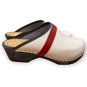 Swedish Clogs White /red size 37 EU Skane Toffeln